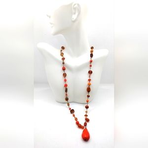 Fashion Carnelian Colored Beaded Necklace